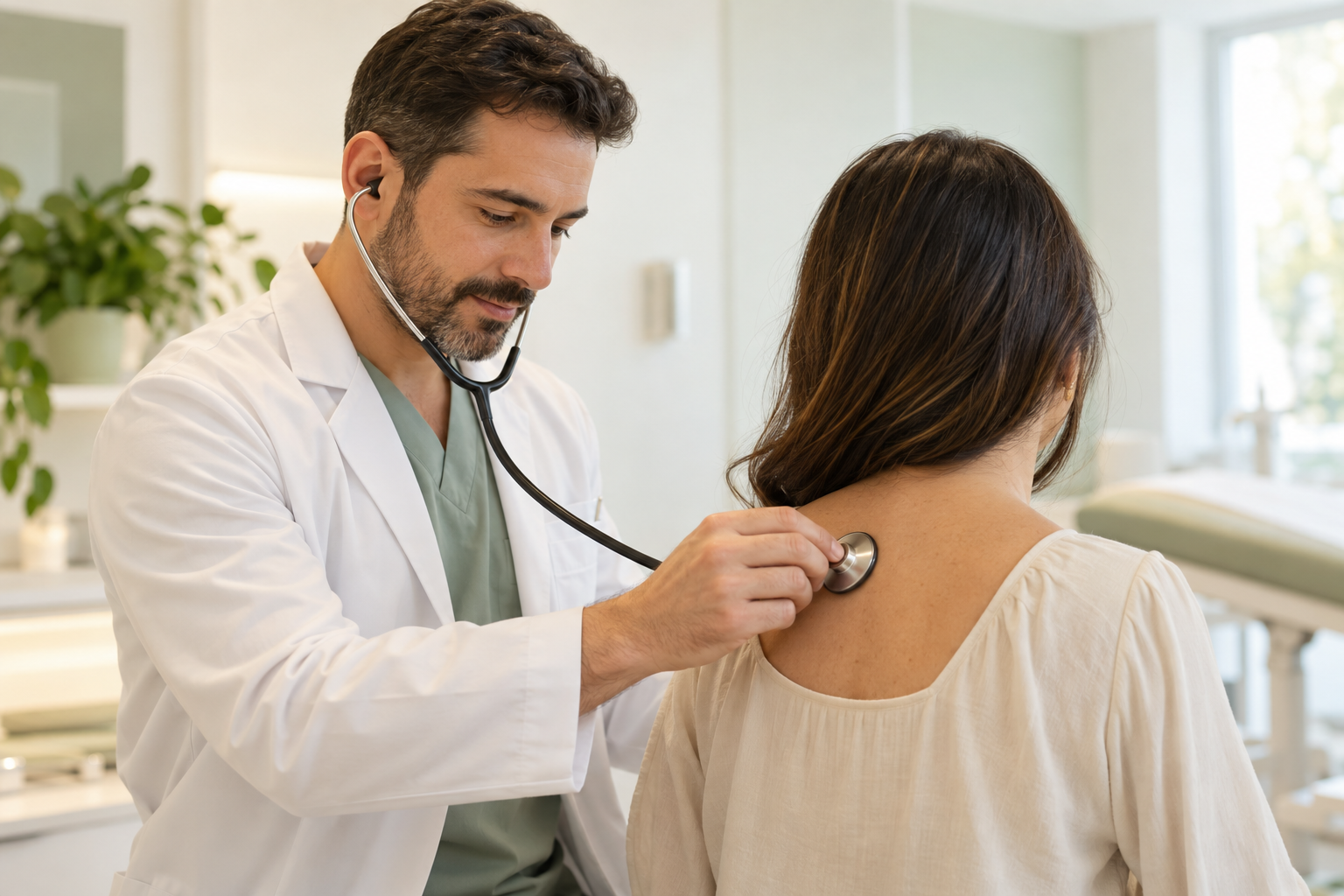 Médico examinando paciente